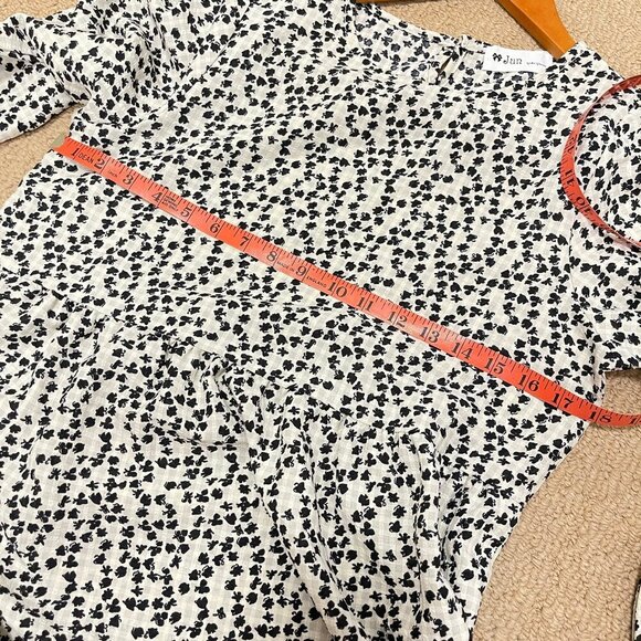 NWOT Jun From Korea Gingham Floral Babydoll Dress Ivory Cream – M - Picture 11 of 11